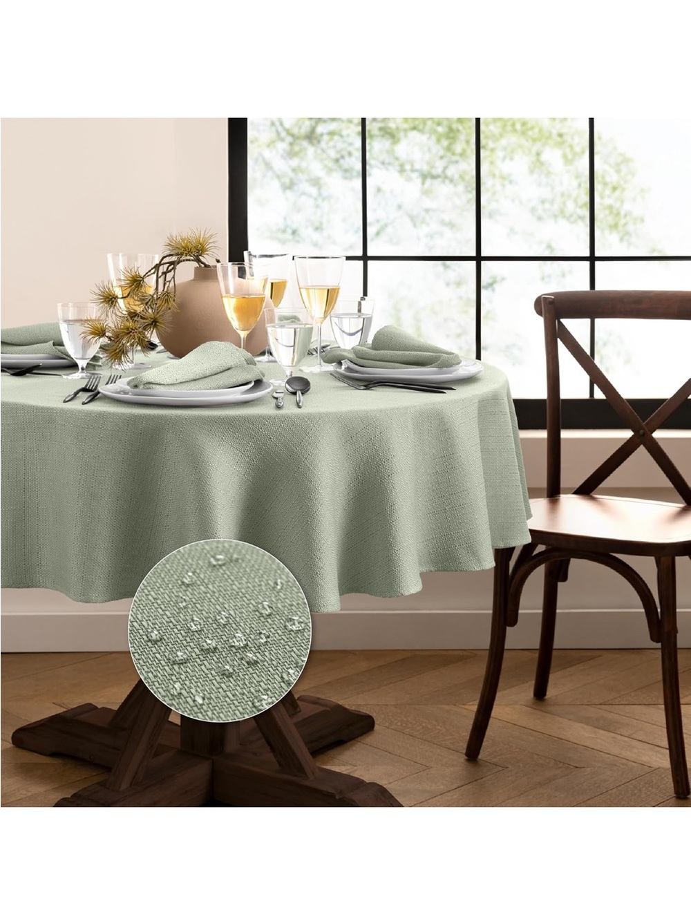 NWOT Elrene Home Fashions Laurel Solid Texture Water/Stain Resistant Tableclot